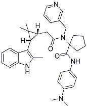 1-(2-((1R,3S)-2,2-DIMETHYL-3-(2-METHYL-1H-INDOL-3-YL)CYCLOPROPYL)-N-(PYRIDIN-3-YLMETHYL)ACETAMIDO)-N-(4-(DIMETHYLAMINO)PHENYL)CYCLOPENTANECARBOXAMIDE Struktur