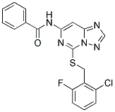 N-{5-[(2-CHLORO-6-FLUOROBENZYL)THIO][1,2,4]TRIAZOLO[1,5-C]PYRIMIDIN-7-YL}BENZAMIDE Struktur