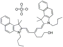 3-BUTYL-2-[(1E,3E)-5-(3-BUTYL-1,1-DIMETHYL-1,3-DIHYDRO-2H-BENZO[E]INDOL-2-YLIDENE)-3-(3-HYDROXYPROPYL)-1,3-PENTADIENYL]-1,1-DIMETHYL-1H-BENZO[E]INDOLIUM PERCHLORATE Struktur