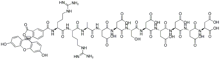 5-FAM-ARG-ARG-ALA-ASP-ASP-SER-ASP-ASP-ASP-ASP-ASP-OH Struktur
