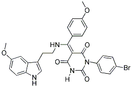 (E)-1-(4-BROMOPHENYL)-5-((2-(5-METHOXY-1H-INDOL-3-YL)ETHYLAMINO)(4-METHOXYPHENYL)METHYLENE)PYRIMIDINE-2,4,6(1H,3H,5H)-TRIONE Struktur