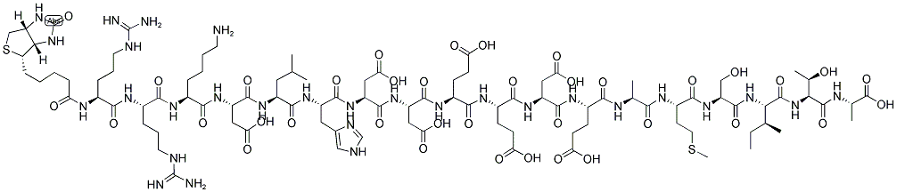 BIOTIN-ARG-ARG-LYS-ASP-LEU-HIS-ASP-ASP-GLU-GLU-ASP-GLU-ALA-MET-SER-ILE-THR-ALA-OH Struktur