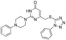 2-(4-PHENYL-1-PIPERAZINYL)-6-{[(1-PHENYL-1H-1,2,3,4-TETRAAZOL-5-YL)SULFANYL]METHYL}-4(3H)-PYRIMIDINONE Struktur