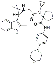 1-(N-CYCLOPROPYL-2-((1R,3S)-2,2-DIMETHYL-3-(2-METHYL-1H-INDOL-3-YL)CYCLOPROPYL)ACETAMIDO)-N-(4-MORPHOLINOPHENYL)CYCLOPENTANECARBOXAMIDE Struktur