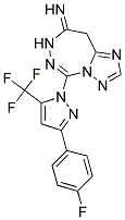 5-[3-(4-FLUOROPHENYL)-5-(TRIFLUOROMETHYL)-1H-PYRAZOL-1-YL]-7H-[1,2,4]TRIAZOLO[1,5-D][1,2,4]TRIAZEPIN-8(9H)-IMINE Struktur