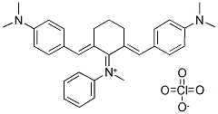 N-(2,6-BIS((E)-[4-(DIMETHYLAMINO)PHENYL]METHYLIDENE)CYCLOHEXYLIDENE)-N-METHYLBENZENAMINIUM PERCHLORATE Struktur