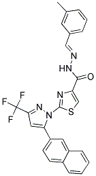 (E)-N'-(3-METHYLBENZYLIDENE)-2-(5-(NAPHTHALEN-2-YL)-3-(TRIFLUOROMETHYL)-1H-PYRAZOL-1-YL)THIAZOLE-4-CARBOHYDRAZIDE Struktur