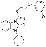 9-CYCLOHEXYL-3-[2-(3-METHOXY-PHENOXY)-ETHYLSULFANYL]-9H-BENZO[4,5]IMIDAZO[2,1-C][1,2,4]TRIAZOLE Struktur