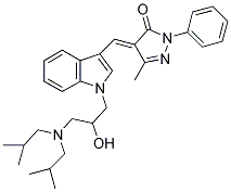 4-((E)-{1-[3-(DIISOBUTYLAMINO)-2-HYDROXYPROPYL]-1H-INDOL-3-YL}METHYLIDENE)-5-METHYL-2-PHENYL-2,4-DIHYDRO-3H-PYRAZOL-3-ONE Struktur