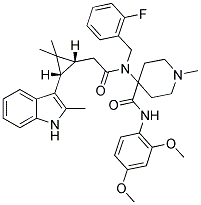 N-(2,4-DIMETHOXYPHENYL)-4-(2-((1R,3S)-2,2-DIMETHYL-3-(2-METHYL-1H-INDOL-3-YL)CYCLOPROPYL)-N-(2-FLUOROBENZYL)ACETAMIDO)-1-METHYLPIPERIDINE-4-CARBOXAMIDE Struktur