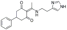 2-(1-{[2-(1H-IMIDAZOL-4-YL)ETHYL]AMINO}ETHYLIDENE)-5-PHENYLCYCLOHEXANE-1,3-DIONE Struktur