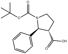 (2S,3S)-2-PHENYL-PYRROLIDINE-1,3-DICARBOXYLIC ACID 1-TERT-BUTYL ESTER Struktur