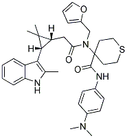 4-(2-((1R,3S)-2,2-DIMETHYL-3-(2-METHYL-1H-INDOL-3-YL)CYCLOPROPYL)-N-(FURAN-2-YLMETHYL)ACETAMIDO)-N-(4-(DIMETHYLAMINO)PHENYL)-TETRAHYDRO-2H-THIOPYRAN-4-CARBOXAMIDE Struktur