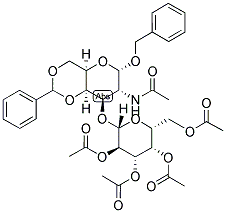 BENZYL 2-ACETAMIDO-2-DEOXY-4,6-O-BENZYLIDENE-3-O-(2',3',4',6'-TETRA- O-ACETYL-BETA-D-GALACTOPYRANOSYL)-ALPHA-D-GALACTOPYRANOSIDE Struktur