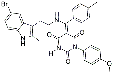 (E)-5-((2-(5-BROMO-2-METHYL-1H-INDOL-3-YL)ETHYLAMINO)(P-TOLYL)METHYLENE)-1-(4-METHOXYPHENYL)PYRIMIDINE-2,4,6(1H,3H,5H)-TRIONE Struktur