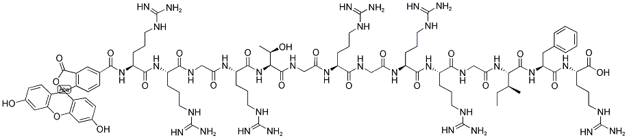 5-FAM-ARG-ARG-GLY-ARG-THR-GLY-ARG-GLY-ARG-ARG-GLY-ILE-PHE-ARG-OH Struktur