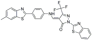 (E)-1-(BENZO[D]THIAZOL-2-YL)-4-((4-(6-METHYLBENZO[D]THIAZOL-2-YL)PHENYLAMINO)METHYLENE)-3-(TRIFLUOROMETHYL)-1H-PYRAZOL-5(4H)-ONE Struktur