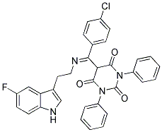 (E)-5-((4-CHLOROPHENYL)(2-(5-FLUORO-1H-INDOL-3-YL)ETHYLIMINO)METHYL)-1,3-DIPHENYLPYRIMIDINE-2,4,6(1H,3H,5H)-TRIONE Struktur