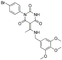 (E)-1-(4-BROMOPHENYL)-5-(1-(3,4,5-TRIMETHOXYBENZYLAMINO)ETHYLIDENE)PYRIMIDINE-2,4,6(1H,3H,5H)-TRIONE Struktur