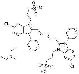 N,N-DIETHYL-1-ETHANAMINIUM 3-(6-CHLORO-2-((E,2E,4E)-5-[6-CHLORO-3-PHENYL-1-(3-SULFONATOPROPYL)-3H-BENZIMIDAZOL-1-IUM-2-YL]-2,4-PENTADIENYLIDENE)-3-PHENYL-2,3-DIHYDRO-1H-BENZIMIDAZOL-1-YL)-1-PROPANESULFONATE Struktur