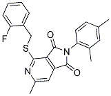 2-(2,4-DIMETHYLPHENYL)-4-[(2-FLUOROBENZYL)THIO]-6-METHYL-1H-PYRROLO[3,4-C]PYRIDINE-1,3(2H)-DIONE Struktur