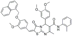 (E)-5-(3,4-DIMETHOXYPHENYL)-2-(3-METHOXY-4-(NAPHTHALEN-1-YLMETHOXY)BENZYLIDENE)-7-METHYL-3-OXO-N-O-TOLYL-3,5-DIHYDRO-2H-THIAZOLO[3,2-A]PYRIMIDINE-6-CARBOXAMIDE Struktur