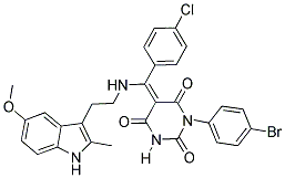 (E)-1-(4-BROMOPHENYL)-5-((4-CHLOROPHENYL)(2-(5-METHOXY-2-METHYL-1H-INDOL-3-YL)ETHYLAMINO)METHYLENE)PYRIMIDINE-2,4,6(1H,3H,5H)-TRIONE Struktur