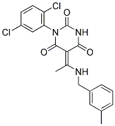 (5E)-1-(2,5-DICHLOROPHENYL)-5-{1-[(3-METHYLBENZYL)AMINO]ETHYLIDENE}PYRIMIDINE-2,4,6(1H,3H,5H)-TRIONE Struktur