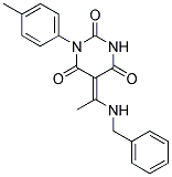 (5E)-5-[1-(BENZYLAMINO)ETHYLIDENE]-1-(4-METHYLPHENYL)PYRIMIDINE-2,4,6(1H,3H,5H)-TRIONE Struktur