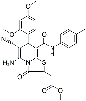 METHYL 2-(5-AMINO-6-CYANO-7-(2,4-DIMETHOXYPHENYL)-3-OXO-8-(P-TOLYLCARBAMOYL)-3,7-DIHYDRO-2H-THIAZOLO[3,2-A]PYRIDIN-2-YL)ACETATE Struktur