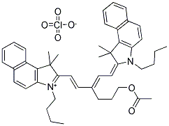 2-[(1E,3E)-3-[3-(ACETYLOXY)PROPYL]-5-(3-BUTYL-1,1-DIMETHYL-1,3-DIHYDRO-2H-BENZO[E]INDOL-2-YLIDENE)-1,3-PENTADIENYL]-3-BUTYL-1,1-DIMETHYL-1H-BENZO[E]INDOLIUM PERCHLORATE Struktur