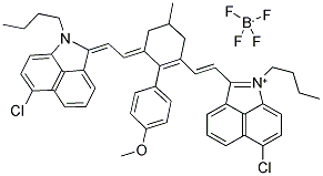 1-BUTYL-2-((E)-2-[3-((E)-2-[1-BUTYL-6-CHLOROBENZO[CD]INDOL-2(1H)-YLIDENE]ETHYLIDENE)-2-(4-METHOXYPHENYL)-5-METHYL-1-CYCLOHEXEN-1-YL]ETHENYL)-6-CHLOROBENZO[CD]INDOLIUM TETRAFLUOROBORATE Struktur