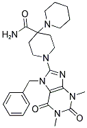 1'-(7-BENZYL-1,3-DIMETHYL-2,6-DIOXO-2,3,6,7-TETRAHYDRO-1H-PURIN-8-YL)-1,4'-BIPIPERIDINE-4'-CARBOXAMIDE Struktur