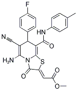 METHYL 2-[5-AMINO-6-CYANO-7-(4-FLUOROPHENYL)-3-OXO-8-(4-TOLUIDINOCARBONYL)-7H-[1,3]THIAZOLO[3,2-A]PYRIDIN-2(3H)-YLIDENE]ACETATE Struktur