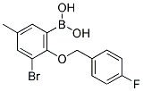 3-BROMO-2-(4'-FLUOROBENZYLOXY)-5-METHYLPHENYLBORONIC ACID Struktur