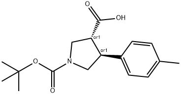 BOC-(TRANS)-4-(4-METHYL-PHENYL)-PYRROLIDINE-3-CARBOXYLIC ACID Struktur