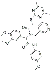 2-(3,4-DIMETHOXYPHENYL)-2-(2-(4,6-DIMETHYLPYRIMIDIN-2-YLTHIO)-N-(PYRIDIN-3-YLMETHYL)ACETAMIDO)-N-(4-METHOXYPHENYL)ACETAMIDE Struktur