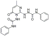 2-{1-[(ANILINOCARBONYL)AMINO]-4-METHYL-6-OXO-1,6-DIHYDROPYRIMIDIN-2-YL}-N-PHENYLHYDRAZINECARBOXAMIDE Struktur