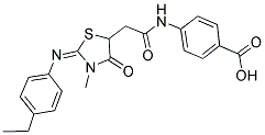 4-[({(2E)-2-[(4-ETHYLPHENYL)IMINO]-3-METHYL-4-OXO-1,3-THIAZOLIDIN-5-YL}ACETYL)AMINO]BENZOIC ACID Struktur