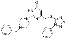 2-(4-BENZYL-1-PIPERAZINYL)-6-{[(1-PHENYL-1H-1,2,3,4-TETRAAZOL-5-YL)SULFANYL]METHYL}-4(3H)-PYRIMIDINONE Struktur