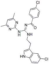 N'-(4-CHLOROBENZOYL)-N-[2-(5-CHLORO-1H-INDOL-3-YL)ETHYL]-N'-(4,6-DIMETHYL-2-PYRIMIDINYL)GUANIDINE Struktur