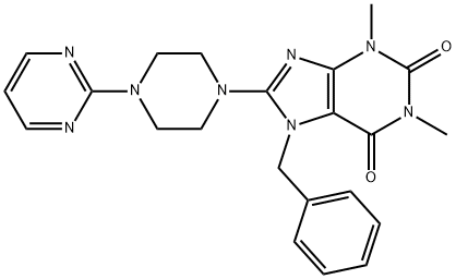 7-BENZYL-1,3-DIMETHYL-8-(4-PYRIMIDIN-2-YLPIPERAZIN-1-YL)-3,7-DIHYDRO-1H-PURINE-2,6-DIONE Struktur