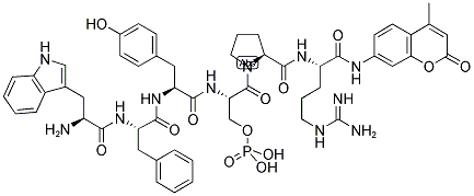 H-TRP-PHE-TYR-SER(PO3H2)-PRO-ARG-AMC Struktur