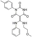 (Z)-5-((2-METHOXYETHYLAMINO)(PHENYLAMINO)METHYLENE)-1-P-TOLYLPYRIMIDINE-2,4,6(1H,3H,5H)-TRIONE Struktur