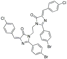 (E)-2-(4-BROMOPHENYL)-1-(2-((Z)-2-(4-BROMOPHENYL)-4-(4-CHLOROBENZYLIDENE)-5-OXO-4,5-DIHYDROIMIDAZOL-1-YL)ETHYL)-4-(4-CHLOROBENZYLIDENE)-1H-IMIDAZOL-5(4H)-ONE Struktur