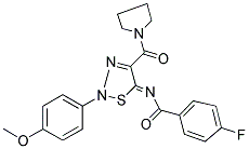 4-FLUORO-N-[(5Z)-2-(4-METHOXYPHENYL)-4-(PYRROLIDIN-1-YLCARBONYL)-1,2,3-THIADIAZOL-5(2H)-YLIDENE]BENZAMIDE Struktur