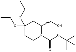 TERT-BUTYL (2R)-4,4-DIETHOXY-2-(HYDROXYMETHYL)PIPERIDINE-1-CARBOXYLATE Struktur