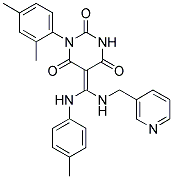 (Z)-5-((P-TOLUIDINO)(PYRIDIN-3-YLMETHYLAMINO)METHYLENE)-1-(2,4-DIMETHYLPHENYL)PYRIMIDINE-2,4,6(1H,3H,5H)-TRIONE Struktur