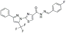 N'-[(1E)-(4-FLUOROPHENYL)METHYLENE]-2-[3-PHENYL-5-(TRIFLUOROMETHYL)-1H-PYRAZOL-1-YL]-1,3-THIAZOLE-4-CARBOHYDRAZIDE Struktur