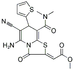 METHYL (2Z)-[5-AMINO-6-CYANO-8-[(DIMETHYLAMINO)CARBONYL]-3-OXO-7-THIEN-2-YL-7H-[1,3]THIAZOLO[3,2-A]PYRIDIN-2(3H)-YLIDENE]ACETATE COMPOUND WITH METHANE (1:1) Struktur